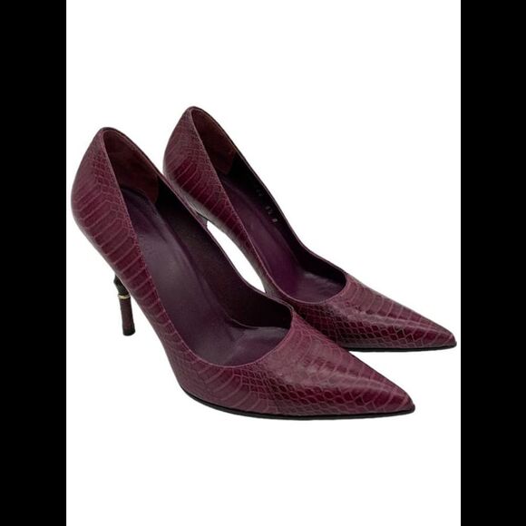 Womens Leather Stiletto Heel Purple - Medium